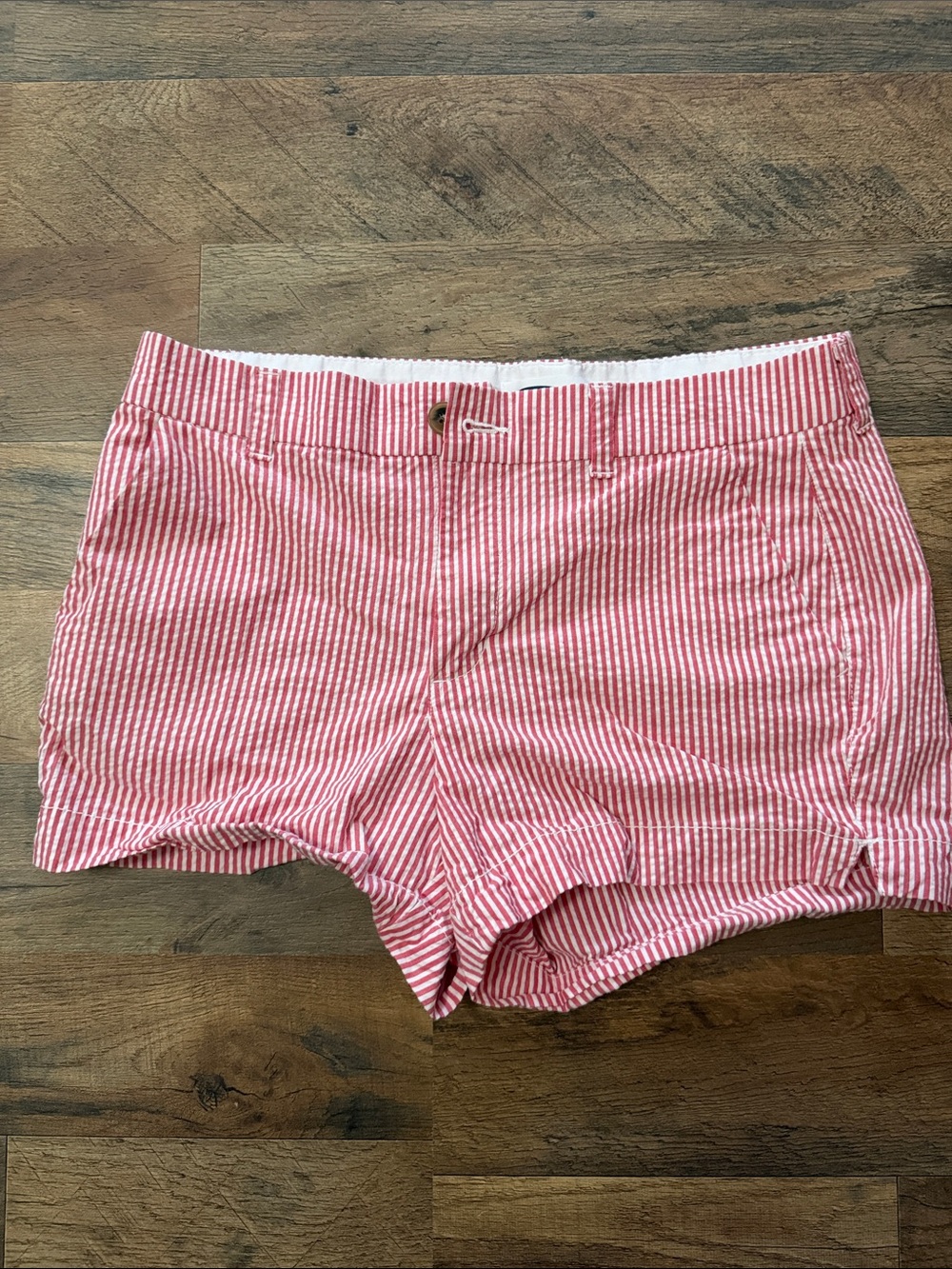 Old Navy Red and White Striped Cotton Shorts